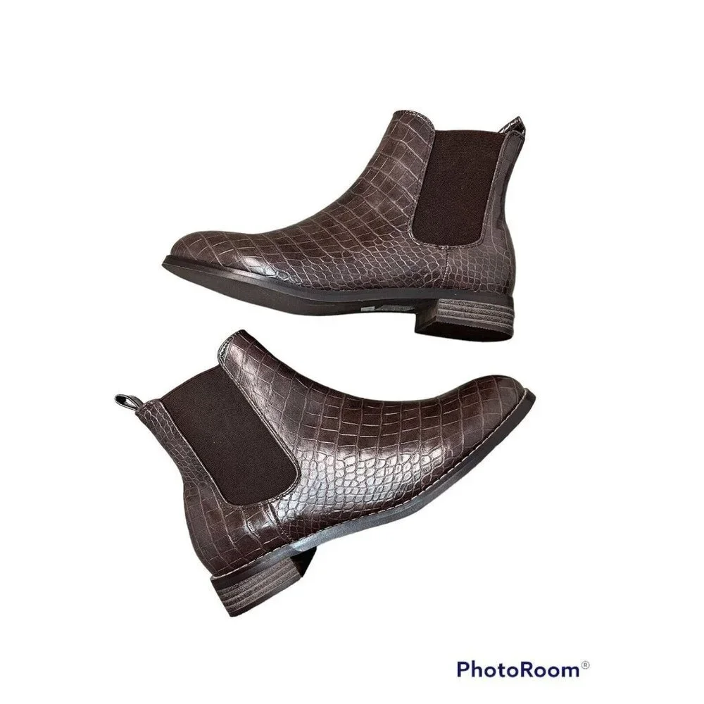 WESTCONNEX Faux Leather Ankle Boots Size EUR 38 US 8 Crocodile Pattern New (sk26